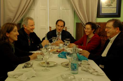    Pilar Cabrera with husband Michael Reckling
during lunch with sponsor Mr. González and wife
      and organizer Don José Antonio Mota.