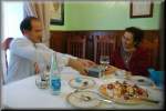 Pilar Cabrera receiving a present during lunch 
from General Secretary of C.E.M. (sponsor),
Mr. Javier González de Lara y Sarria
